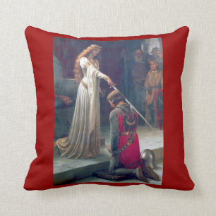 Knighted in medieval castle throw pillow
