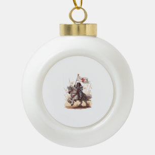Knightly Newfoundland – Royal Dog Armour Ceramic Ball Christmas Ornament