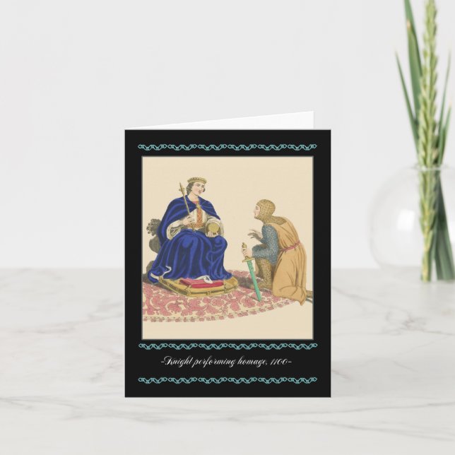 Knights and Armour Medieval Note Card, 1100 knight Card (Front)