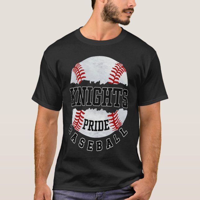 Knights Baseball Team Mascot Pride School Spirits  T-Shirt (Front)
