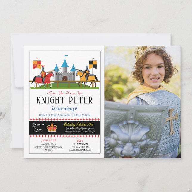 Knights Birthday Party Medieval Photo Invitation (Front)