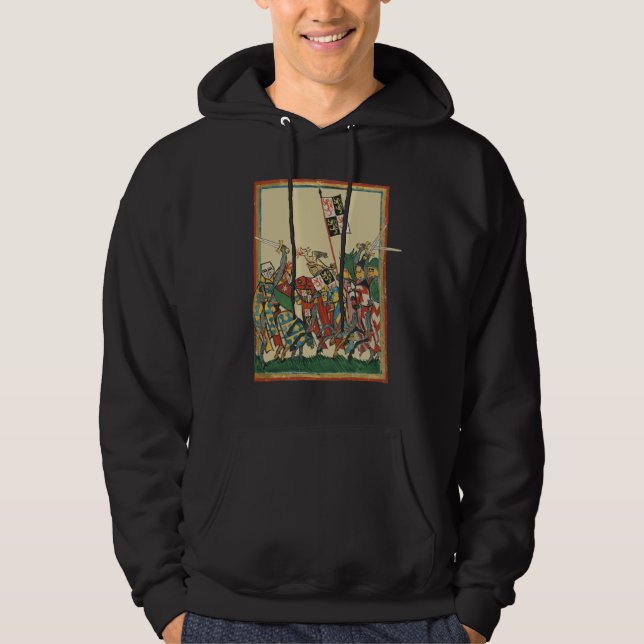 Knights Charging, 14th Century Codex Manesse Hoodie (Front)