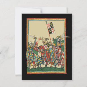 Knights Charging, 14th Century Codex Manesse Postcard