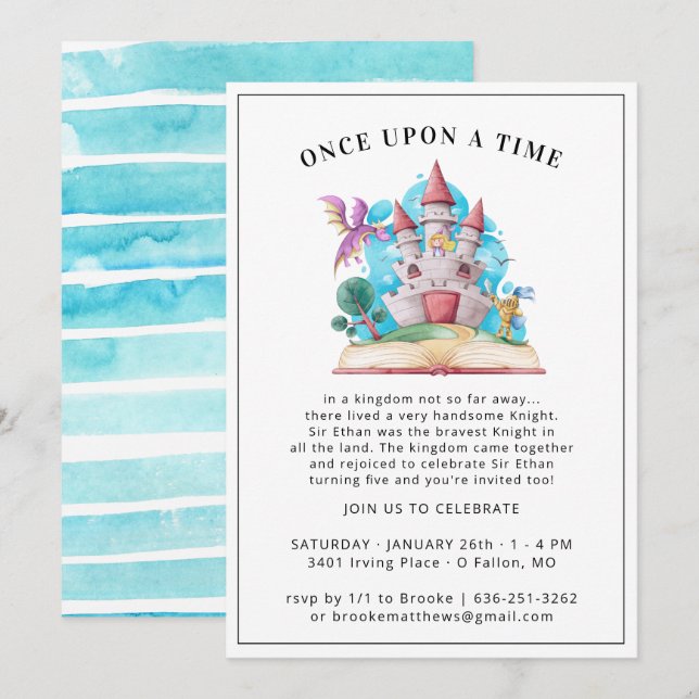 Knights & Dragons Party Invitation (Front/Back)