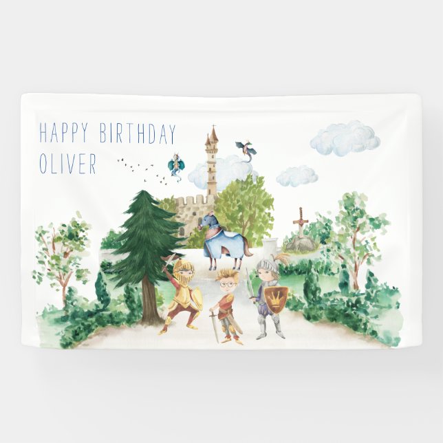 Knights & Dragons | Royal Medieval Birthday  Banner (Horizontal)