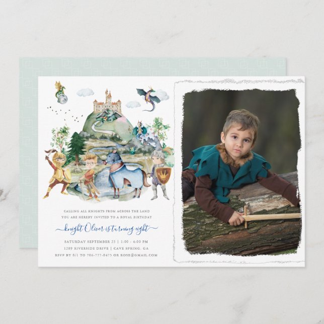 Knights & Dragons | Royal Medieval Birthday  Invitation (Front/Back)