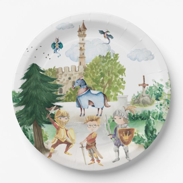 Knights & Dragons | Royal Medieval Birthday  Paper Plate (Front)