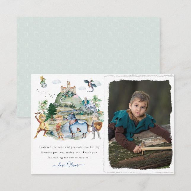 Knights & Dragons | Royal Medieval Birthday  Thank You Card (Front/Back)