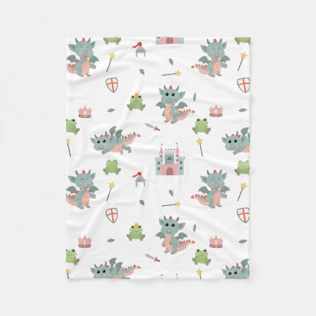 Knights Fairytale Medieval Castle Nursery Fleece Blanket (Front)