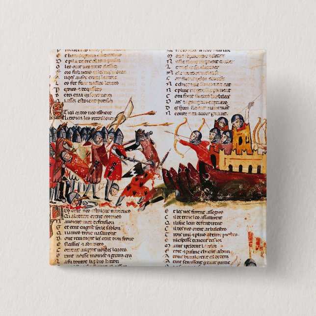 Knights Fighting 2 Inch Square Button (Front)