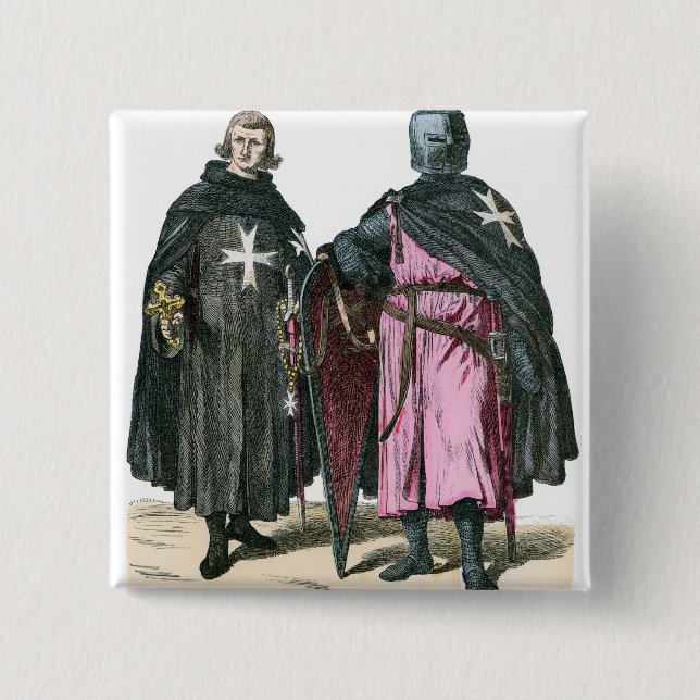Knights from the Order of St John 2 Inch Square Button (Front)