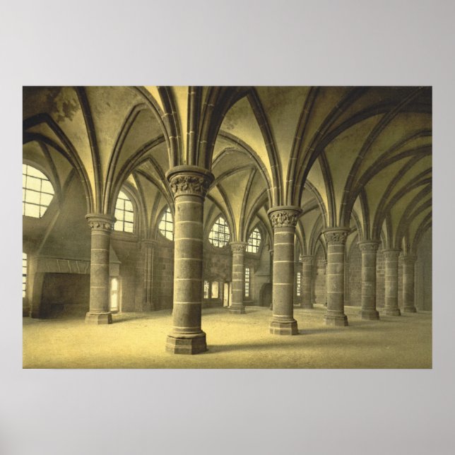 Knights Hall, Mont St. Michel, France Poster (Front)