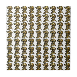 Knight's Helm Gold Medieval Tile