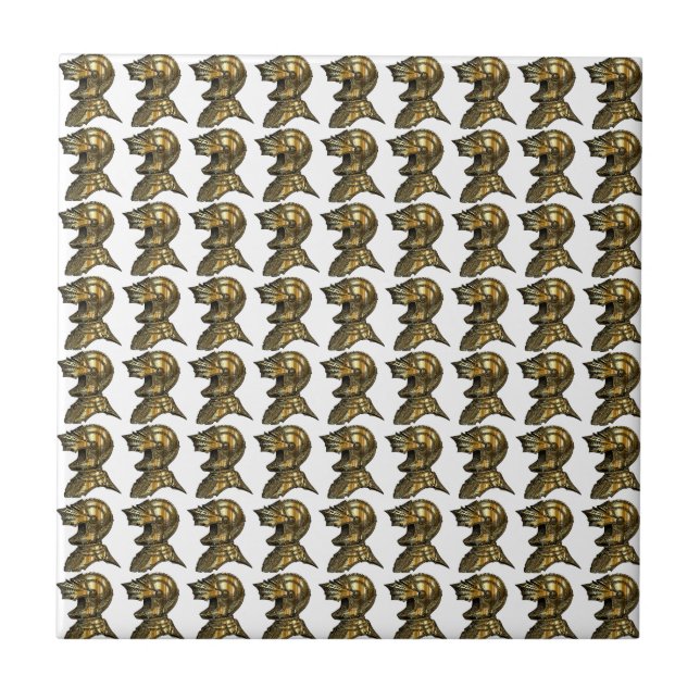 Knight's Helm Gold Medieval Tile (Front)
