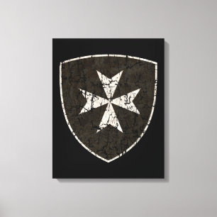 Knights Hospitaller Cross, Distressed Canvas Print