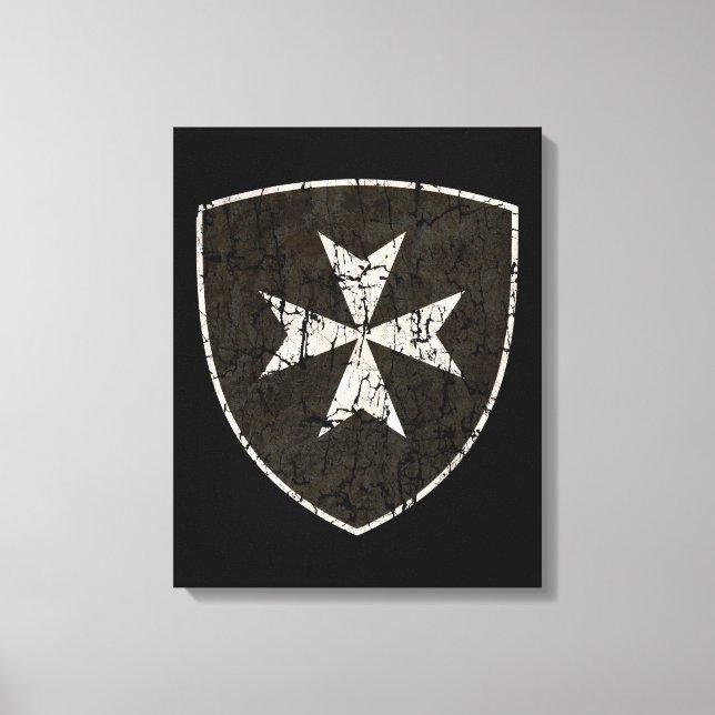 Knights Hospitaller Cross, Distressed Canvas Print (Front)
