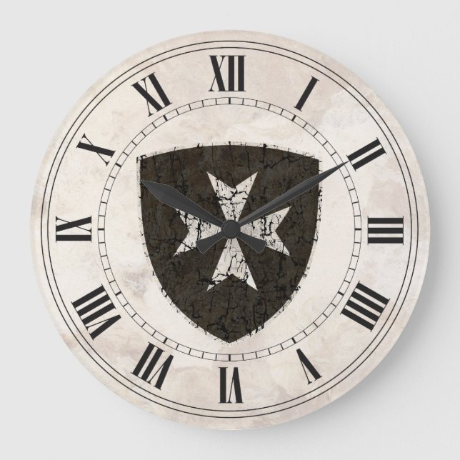 Knights Hospitaller Cross, Distressed Large Clock (Front)