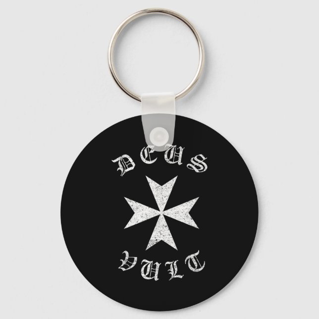 Knights Hostaller Maltese Catholic Christian Deus  Keychain (Front)