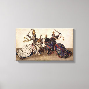 Knights jousting canvas print