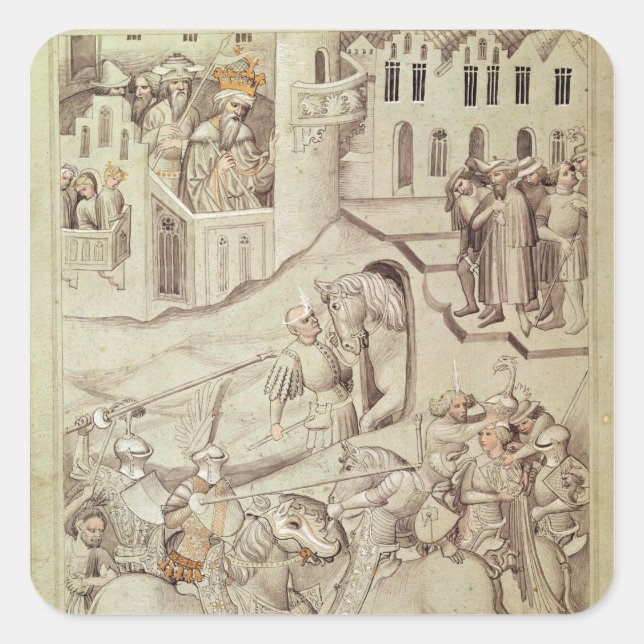 Knights jousting possibly in the Hippodrome Square Sticker (Front)