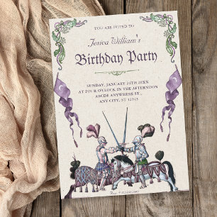 Knights medieval birthday invitation