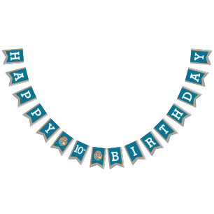 Knights medieval Happy Birthday 10th grey bunting Bunting Flags