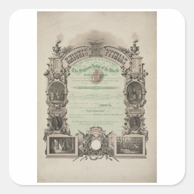 Knights Of Pythias - Vintage Secret Society Square Sticker (Front)