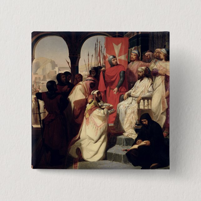 Knights of the Order of St. John of Jerusalem 2 Inch Square Button (Front)