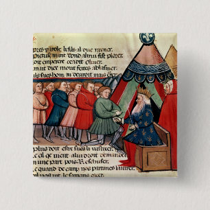 Knights pledging their allegiance 2 inch square button