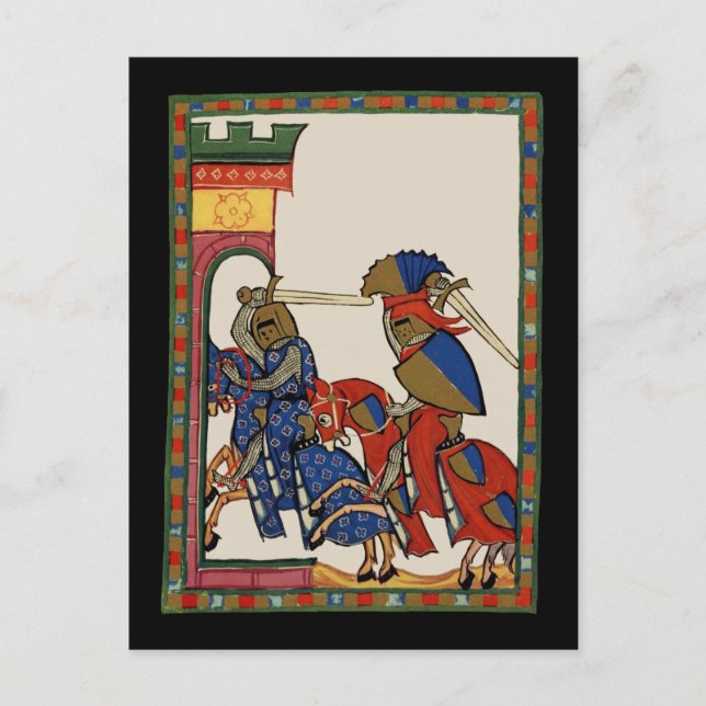 Knights Storming The Castle, 14th Century Postcard (Front)