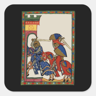 Knights Storming The Castle, 14th Century Square Sticker
