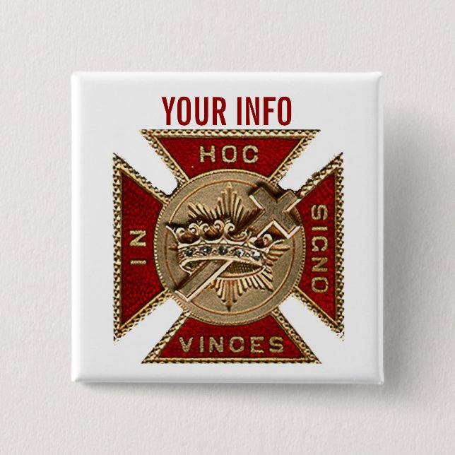 KNIGHTS TEMPLAR 2 INCH SQUARE BUTTON (Front)