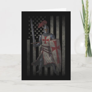 Knights Templar Crusader American Flag 4th Of July Card