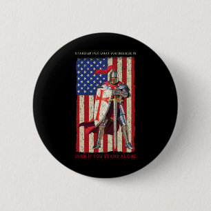 Knights Templar Crusader Medieval American Flag 4t 2 Inch Round Button