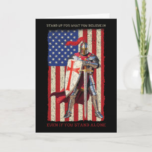 Knights Templar Crusader Medieval American Flag 4t Card