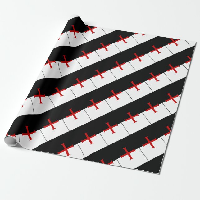Knights Templar Flag Wrapping Paper (Unrolled)
