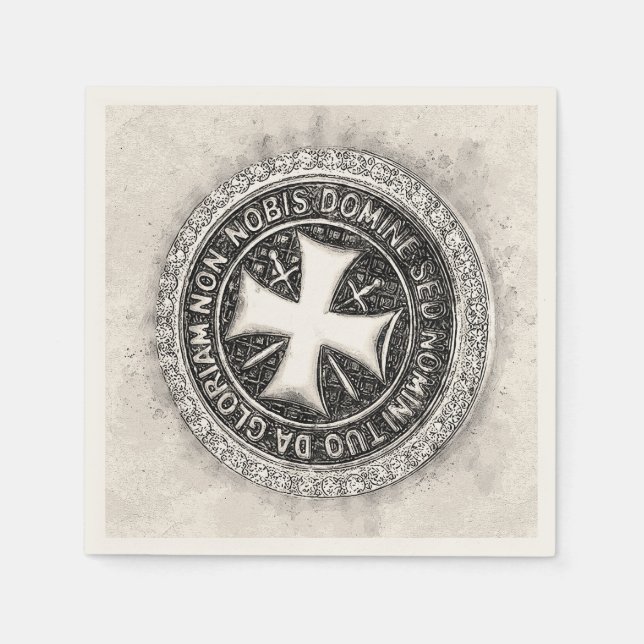 Knights Templar Medieval Cross Seal Custom Design Napkin (Front)