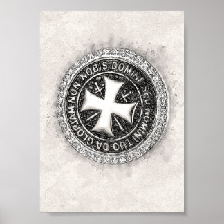 Knights Templar Medieval Cross Seal Custom Design Poster