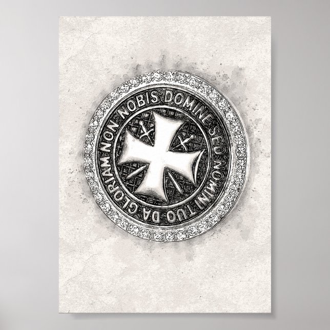 Knights Templar Medieval Cross Seal Custom Design Poster (Front)