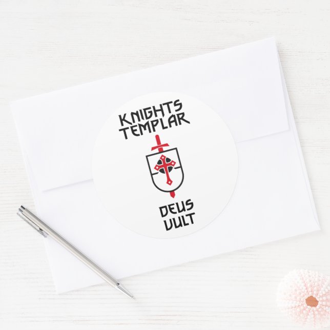 Knights Templar MOTTO Medieval History Badge Art Classic Round Sticker (Envelope)