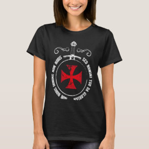 Knights Templar Motto Templar Cross and Sword Kni T-Shirt