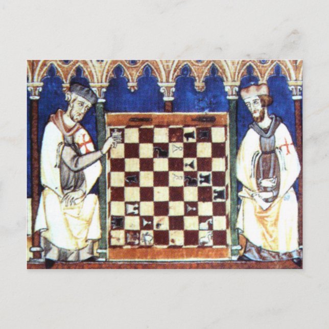 Knights Templar Playing Chess (1283) Postcard (Front)