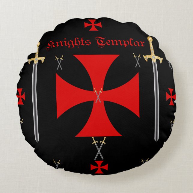 Knights Templar Round Pillow (Front)