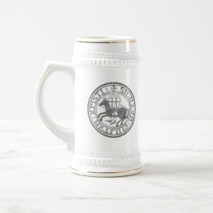 Knights Templar Seal Two Knights Horse Medallion Beer Stein