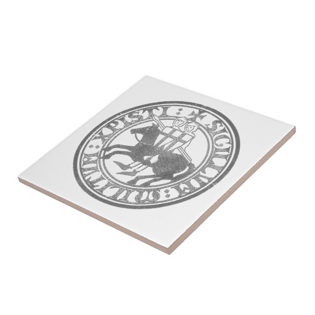 Knights Templar Seal Two Knights Horse Medallion Tile (Side)