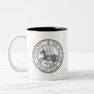 Knights Templar Seal Two Knights Horse Medallion Two-Tone Coffee Mug