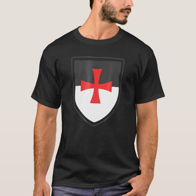 Knights Templar Shield Cross Crusades Christ Warri T-Shirt (Front)