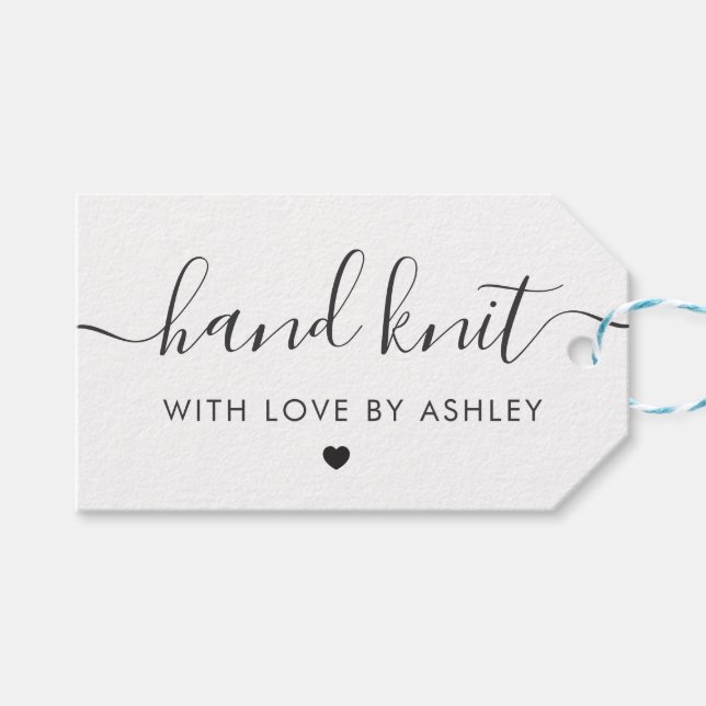 Knit à main avec amour, étiquette cadeau artisanal (Devant (Horizontal))