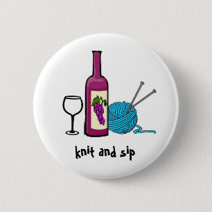 knit and sip 2 inch round button