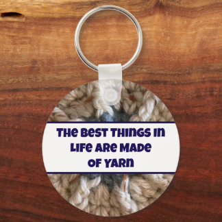 Knit Beige Blue Yarn Photo Crafty Crochet Crafter Keychain
